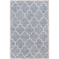 5' X 7.5' Aegean Blue And Beige Clover Patterned Rectangular Area Throw Rug