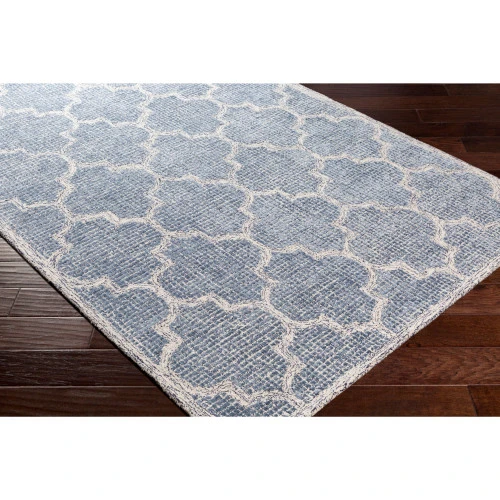 5' X 7.5' Aegean Blue And Beige Clover Patterned Rectangular Area Throw Rug 3 5' X 7.5' Aegean Blue And Beige Clover Patterned Rectangular Area Throw Rug - Image 3