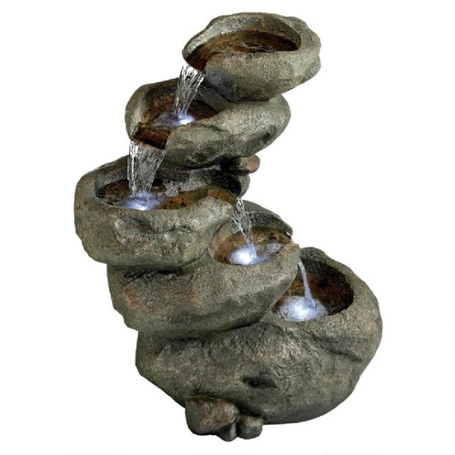 21.5" Illuminating River Five Basin Cascading Outdoor Garden Fountain 1 21.5" Illuminating River Five Basin Cascading Outdoor Garden Fountain