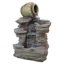 20.5" Spilling Jug Hand-Finished Cascading Outdoor Garden Fountain