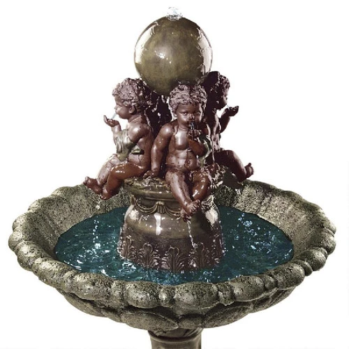 50" Four Splashing Cherubic Children Sculptural Outdoor Garden Fountain 1 50" Four Splashing Cherubic Children Sculptural Outdoor Garden Fountain
