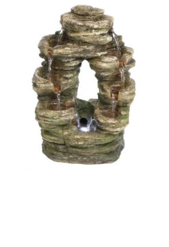 13.5" Horseshoe Bend Cascading Double Stream Garden Fountain