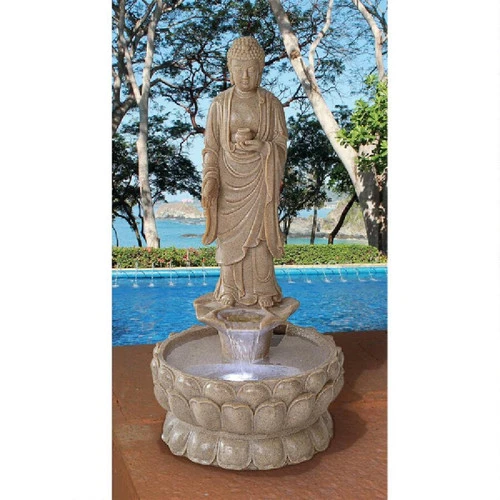 32.5" Illuminated Buddha Spiritual Sculptural Garden Fountain 2 32.5" Illuminated Buddha Spiritual Sculptural Garden Fountain - Image 2