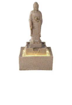 23.5" Buddha Meditative Cascading Illuminated Sculptural Garden Fountain