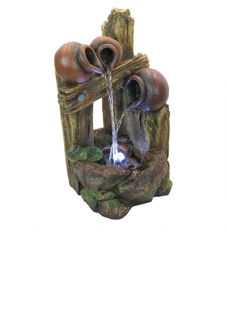 18" Ravello Three Urn Illuminated Cascading Sculptural Garden Fountain 2 18" Ravello Three Urn Illuminated Cascading Sculptural Garden Fountain - Image 2