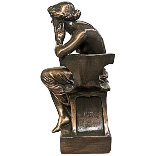 17.5" Bronze Traditional Sappho With Harp Tabletop Figurine 3 17.5" Bronze Traditional Sappho With Harp Tabletop Figurine - Image 3