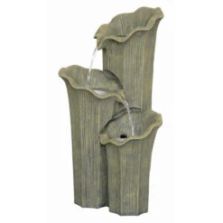 25.5" Three Lilies Cascading Sculptural Outdoor Garden Fountain