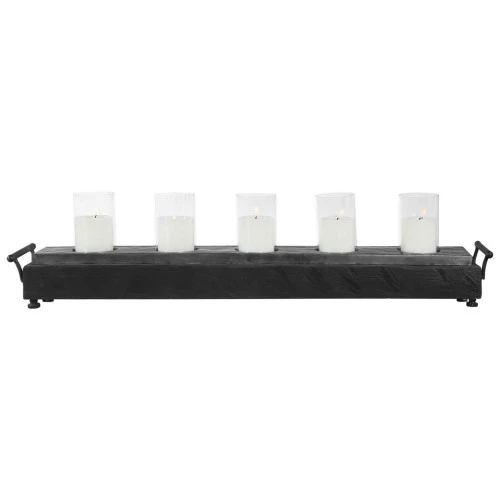 Gray And Black Distressed Style Candle Holder 37" 1 Gray And Black Distressed Style Candle Holder 37"