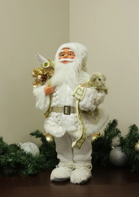 19" White And Gold Nordic Santa Claus Christmas Tabletop Figurine 2 19" White And Gold Nordic Santa Claus Christmas Tabletop Figurine - Image 2