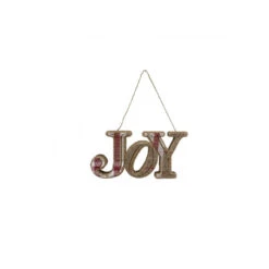 9" Red And White Check "JOY" Christmas Door Hanger