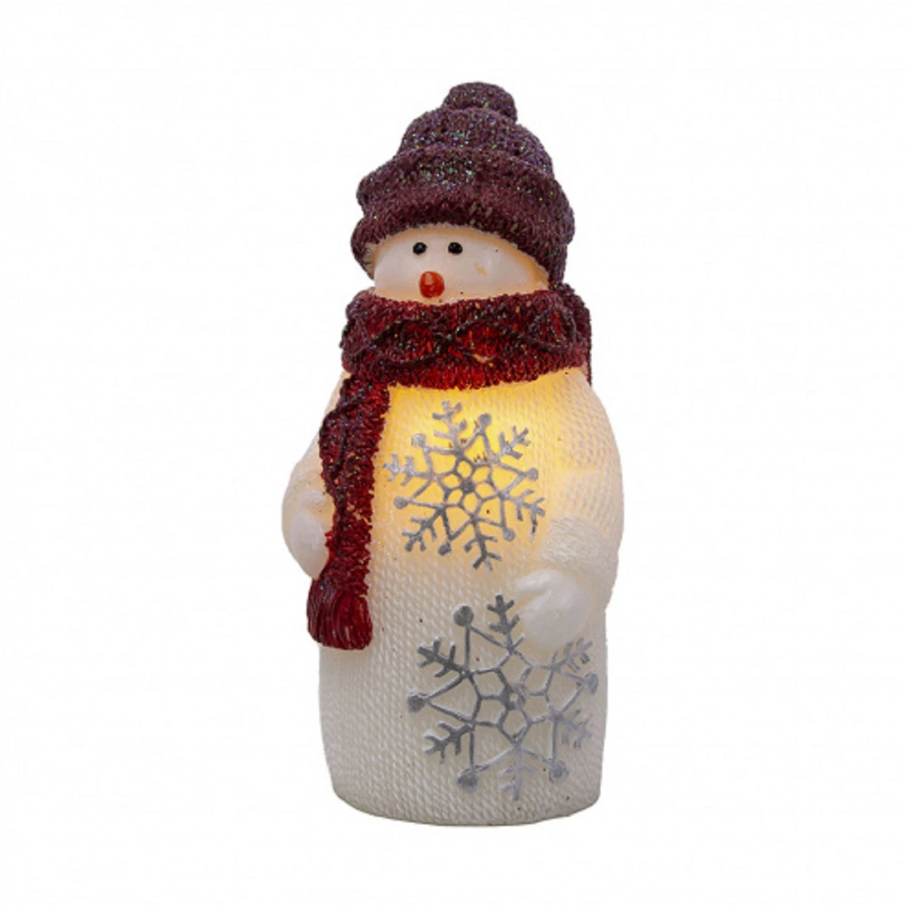 6.50" White And Red LED Snowman Candle - Medium 1 6.50" White And Red LED Snowman Candle - Medium