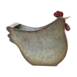 9.25" Unique Galvanized Metal Rooster Decor With Heart Wing - 34135857