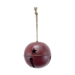 4" Large Red Distressed Metal Bell Hanging Christmas Ornament