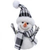 7.75" Black And White Lovely Stocking Snowman With Cap And Scarf