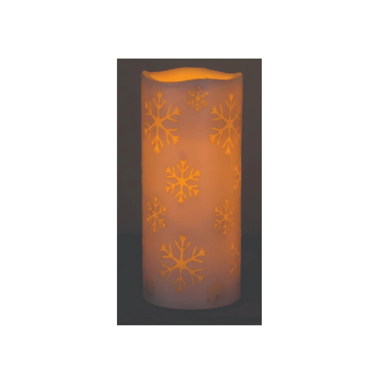 6.75" White Snowflake Battery Operated Print LED Christmas Pillar Candle With Timer 1 6.75" White Snowflake Battery Operated Print LED Christmas Pillar Candle With Timer