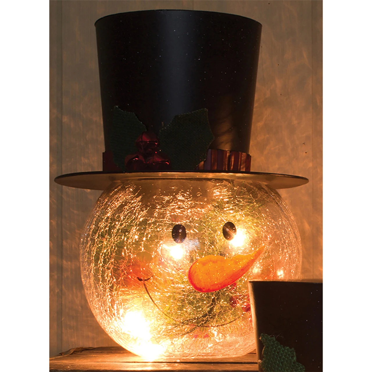 12" Large Glass Lighted Snowman Head - 34136104 1 12" Large Glass Lighted Snowman Head - 34136104