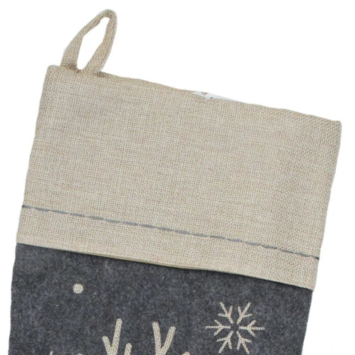 20" Burlap Christmas Stocking With Gray Felt Animal Stencil Design And Burlap Cuff 3 20" Burlap Christmas Stocking With Gray Felt Animal Stencil Design And Burlap Cuff - Image 3