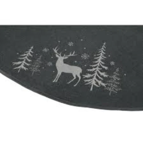 56" Gray And Black Reindeer In Forest Christmas Tree Skirt 3 56" Gray And Black Reindeer In Forest Christmas Tree Skirt - Image 3