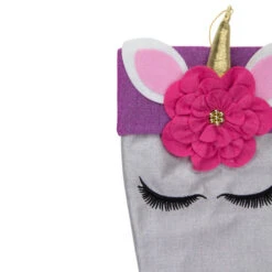 20" White Unicorn Face Christmas Stocking With Purple Bow And Cuff 5 20" White Unicorn Face Christmas Stocking With Purple Bow And Cuff -Christmas Decoration Store dyno 1209117 1 1 77665.1588362500