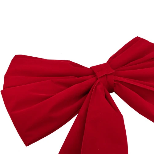 32" Red Solid Four Loop Commercial Outdoor Christmas Bow Decoration 3 32" Red Solid Four Loop Commercial Outdoor Christmas Bow Decoration - Image 3