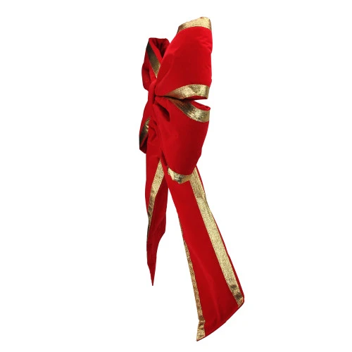 24" Red And Gold Commercial 4 Loop Outdoor Christmas Bow 2 24" Red And Gold Commercial 4 Loop Outdoor Christmas Bow - Image 2