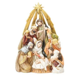Roman 10.5" Yellow And Beige Nativity Scene Beneath The Bethlehem Star Christmas Tabletop Decor - 32605599