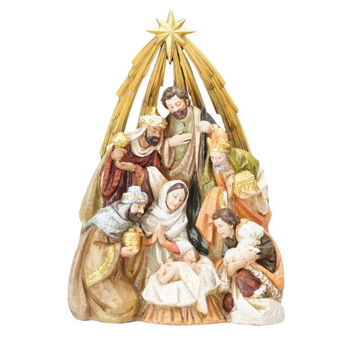 Roman 10.5" Yellow And Beige Nativity Scene Beneath The Bethlehem Star Christmas Tabletop Decor - 32605599 1 Roman 10.5" Yellow And Beige Nativity Scene Beneath The Bethlehem Star Christmas Tabletop Decor - 32605599
