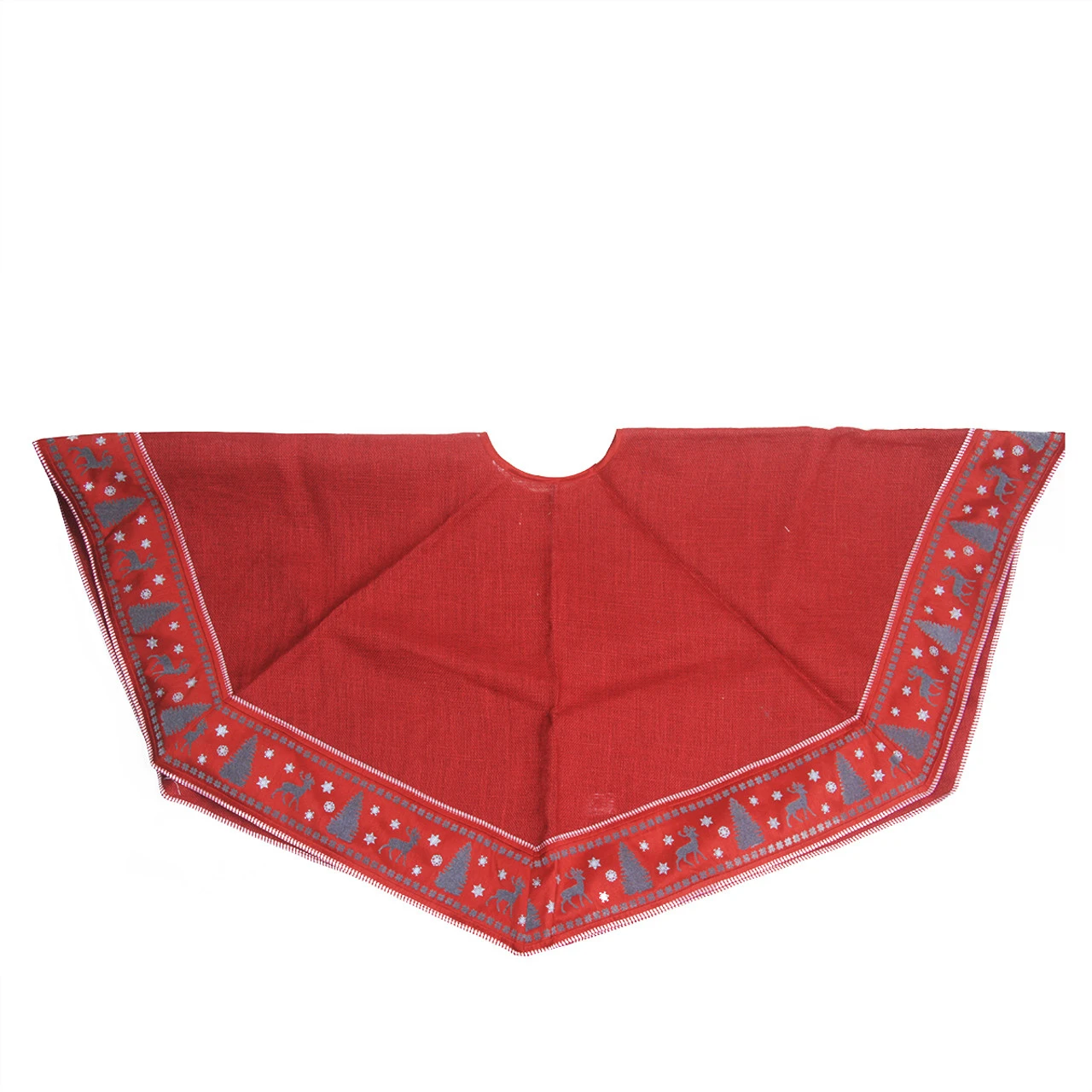 54" Red And Gray Reindeer Christmas Tree Skirt 1 54" Red And Gray Reindeer Christmas Tree Skirt