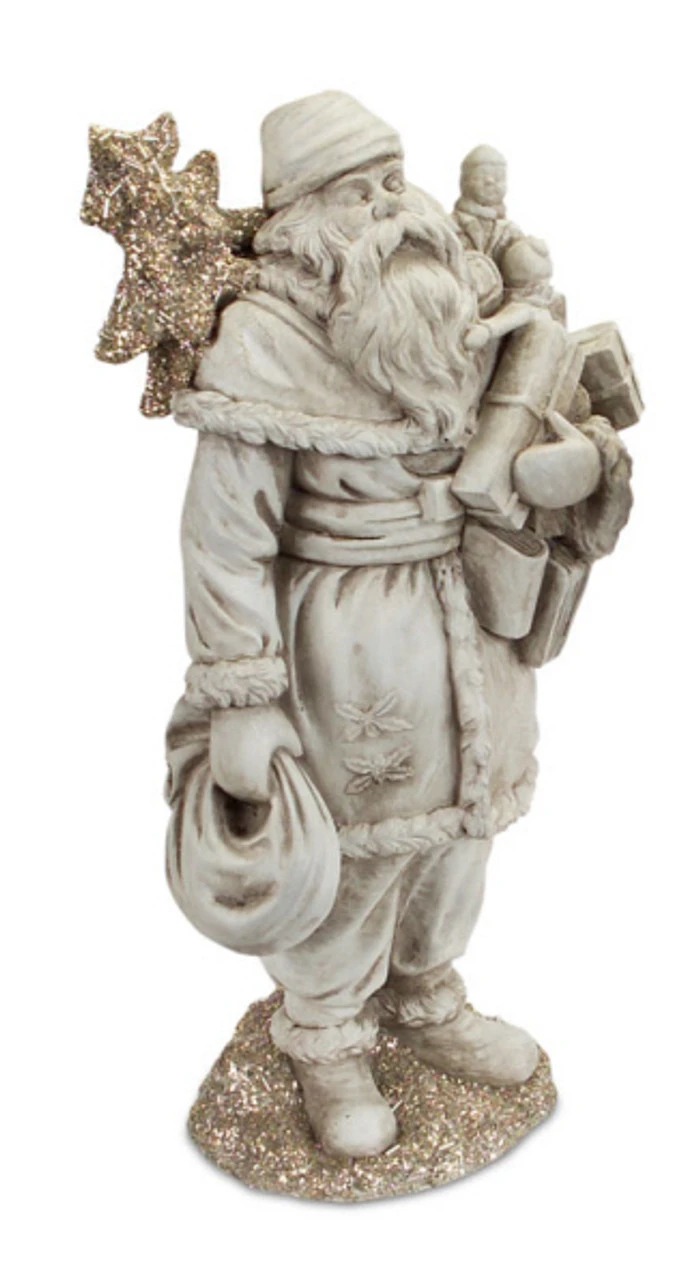 Melrose 15.25" Gray And Silver Glittered Santa Claus Christmas Figurine 1 Melrose 15.25" Gray And Silver Glittered Santa Claus Christmas Figurine