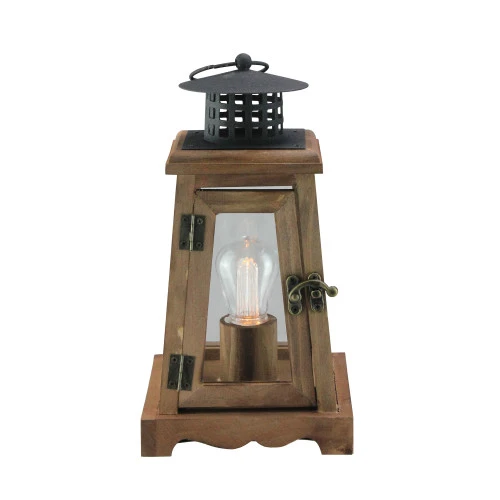 10" Brown And Black LED Lighted Trapezoid Hanging Indoor Lantern 1 10" Brown And Black LED Lighted Trapezoid Hanging Indoor Lantern