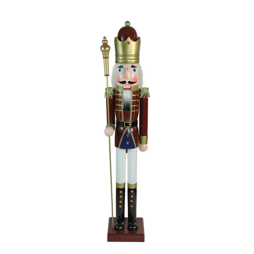 Northlight 48" Burgundy And White Wooden Christmas Nutcracker King With Scepter 1 Northlight 48" Burgundy And White Wooden Christmas Nutcracker King With Scepter