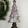 20" Black And Red Victorian Holly Berry Decoupage Christmas Tree Tabletop Decor