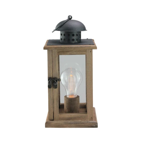 10" Brown And Black LED Lighted Square Hanging Indoor Lantern 2 10" Brown And Black LED Lighted Square Hanging Indoor Lantern - Image 2