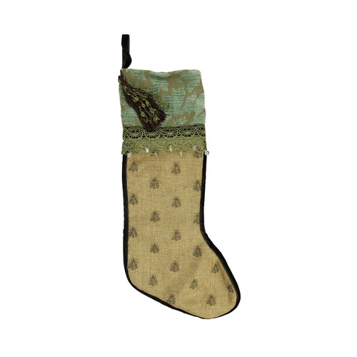27" Tortilla Brown And Sage Green Embroidered Patina Jacquard Christmas Stocking 1 27" Tortilla Brown And Sage Green Embroidered Patina Jacquard Christmas Stocking