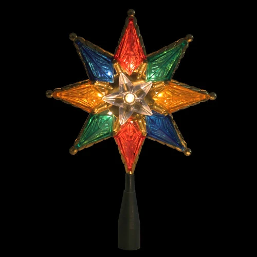 Northlight 8" Lighted Multi Color 8-Point Star Christmas Tree Topper - Clear Lights 2 Northlight 8" Lighted Multi Color 8-Point Star Christmas Tree Topper - Clear Lights - Image 2