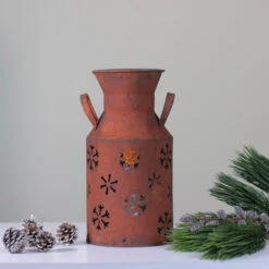 20" Brown Rusty Tin Snowflake Christmas Milk Jug -Christmas Decoration Store gerson 2352570 a 3 86930.1588415616
