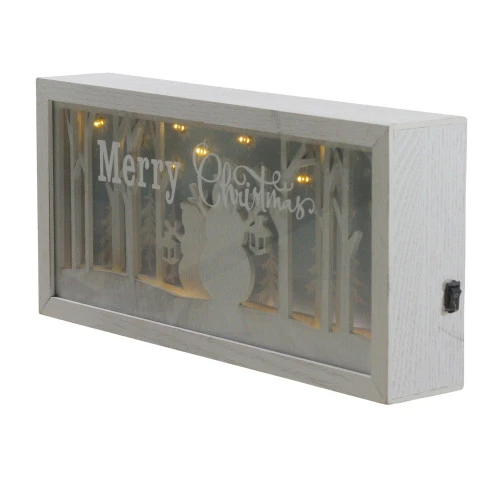 12" Lighted Merry Christmas Snowmen Christmas Shadow Box Decoration 2 12" Lighted Merry Christmas Snowmen Christmas Shadow Box Decoration - Image 2