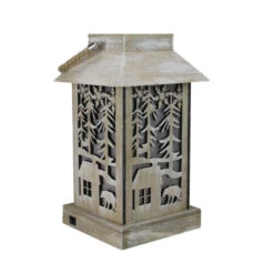 9.5" Lighted Wooden Bear Silhouette Lantern Christmas Decoration