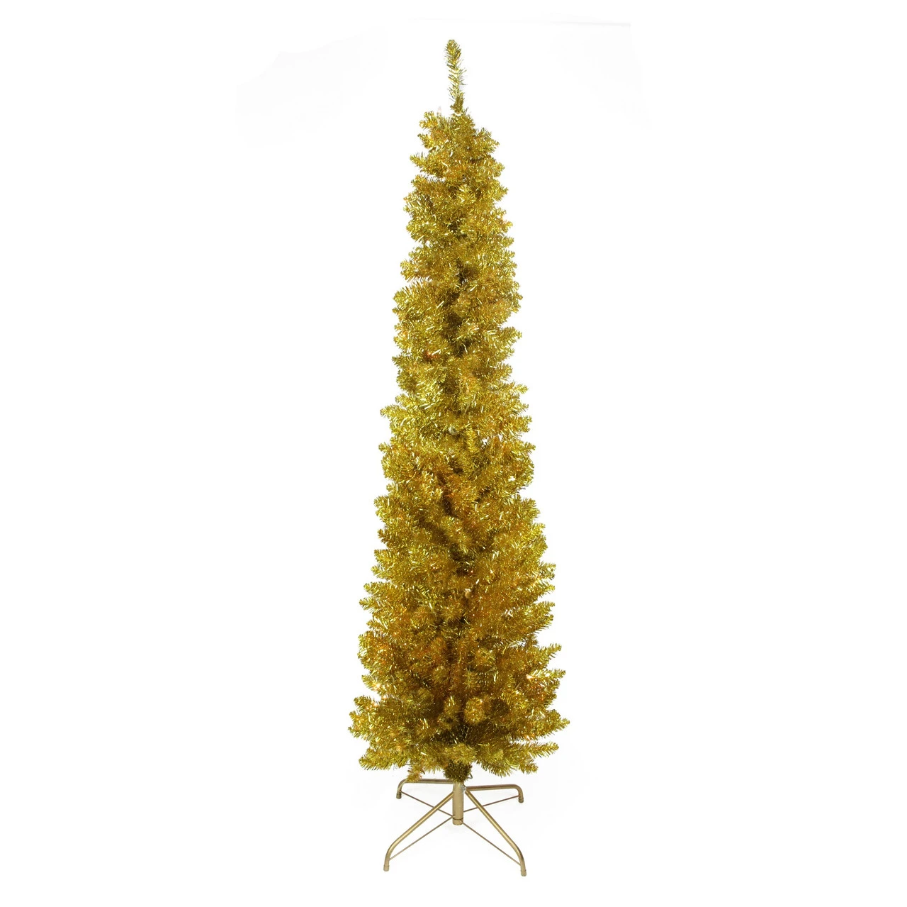 Northlight 6' Pencil Gold Tinsel Artificial Christmas Tree, Unlit 1 Northlight 6' Pencil Gold Tinsel Artificial Christmas Tree, Unlit
