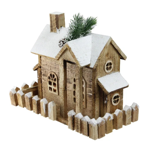 Northlight 12" LED Lighted Snowy Rustic Cabin Christmas Decoration 2 Northlight 12" LED Lighted Snowy Rustic Cabin Christmas Decoration - Image 2