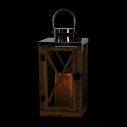 13.5" Rustic Wood And Stainless Steel Lantern With LED Flameless Pillar Candle With Timer -Christmas Decoration Store gpgcqzo2x32vzdhgbu3aewf7ojvkb0mo 80806.1665087791