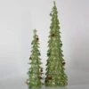 Set Of 2 Lime Green Glitter Mesh Artificial Christmas Tree Tabletop Decors 3'