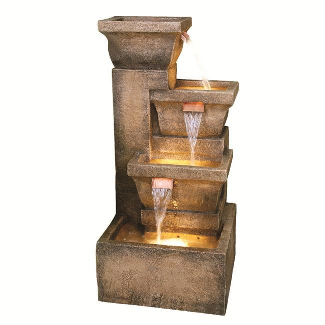 33" Lighted Rustic Weathered Outdoor Garden Water Fountain 1 33" Lighted Rustic Weathered Outdoor Garden Water Fountain