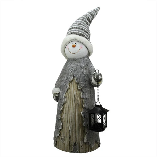 Northlight 26" Gray And White Rustic Snowman With Lantern Christmas Table Top Figurine 1 Northlight 26" Gray And White Rustic Snowman With Lantern Christmas Table Top Figurine