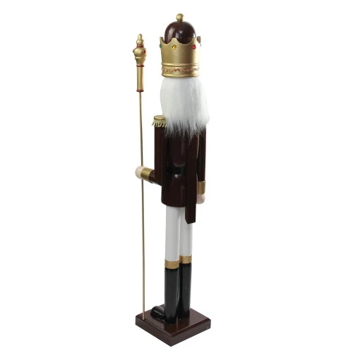 Northlight 48" Burgundy And White Wooden Christmas Nutcracker King With Scepter 6 Northlight 48" Burgundy And White Wooden Christmas Nutcracker King With Scepter - Image 6