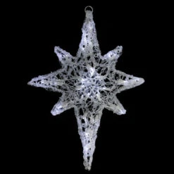 24" White LED Lighted Twinkle Hanging Star Of Bethlehem Christmas Decoration
