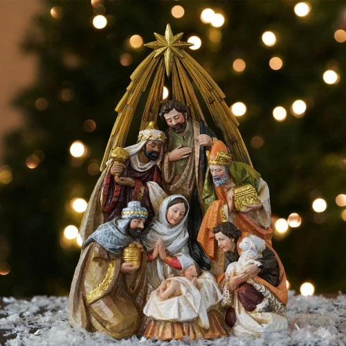 Roman 10.5" Yellow And Beige Nativity Scene Beneath The Bethlehem Star Christmas Tabletop Decor - 32605599 2 Roman 10.5" Yellow And Beige Nativity Scene Beneath The Bethlehem Star Christmas Tabletop Decor - 32605599 - Image 2