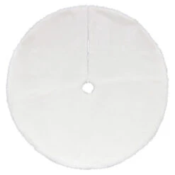 48" White Plush Solid Round Christmas Tree Skirt
