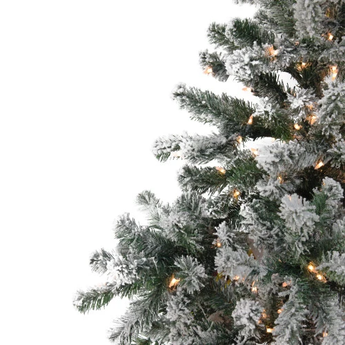 Northlight 6.5' Pre-Lit Medium Natural Emerald Flocked Artificial Christmas Tree, Clear Lights 2 Northlight 6.5' Pre-Lit Medium Natural Emerald Flocked Artificial Christmas Tree, Clear Lights - Image 2
