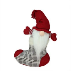 Northlight 14.5" Red And Gray Tristan Gnome Christmas Stocking Tabletop Figurine